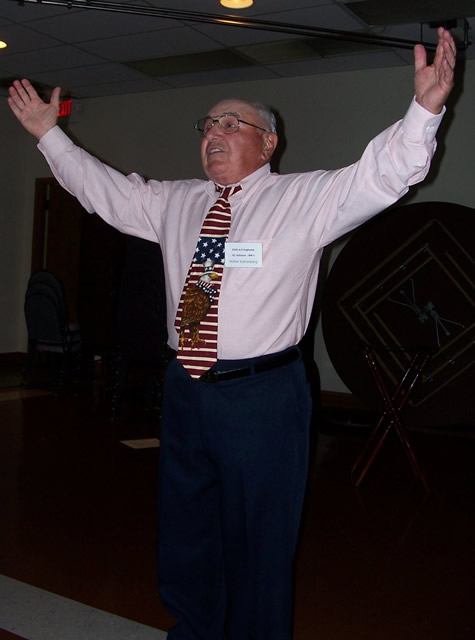 Wally Karrenberg doing his traditional song and dance